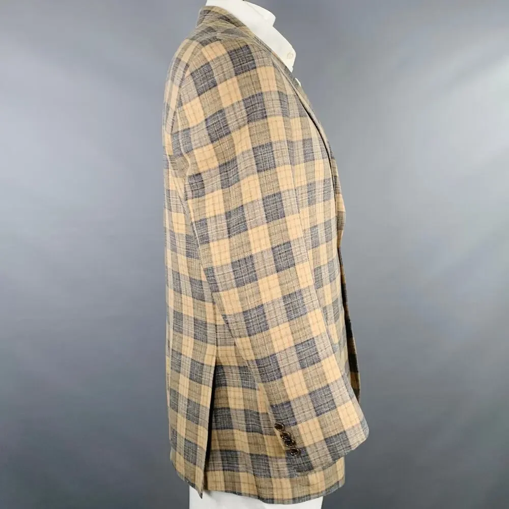 SOUTHWICK CLOTHES Size 42 Tan Grey Plaid Sport Coat